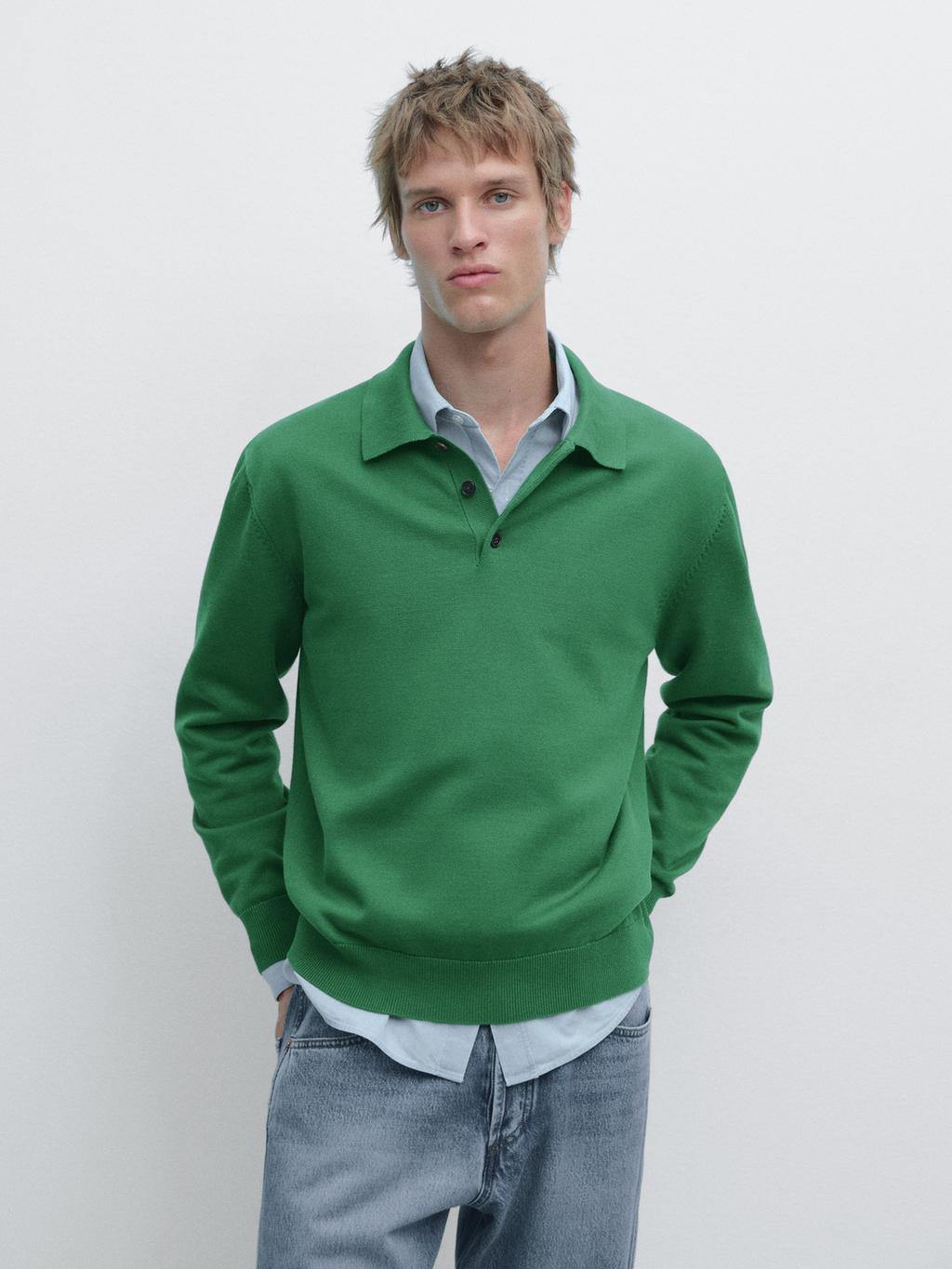 Massimo Dutti Polo Collar Sweater - Navy