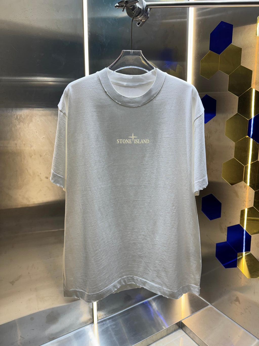 Stone Island 320gsm Washed Heavyweight Crew Neck T-Shirt with Embroidered Logo