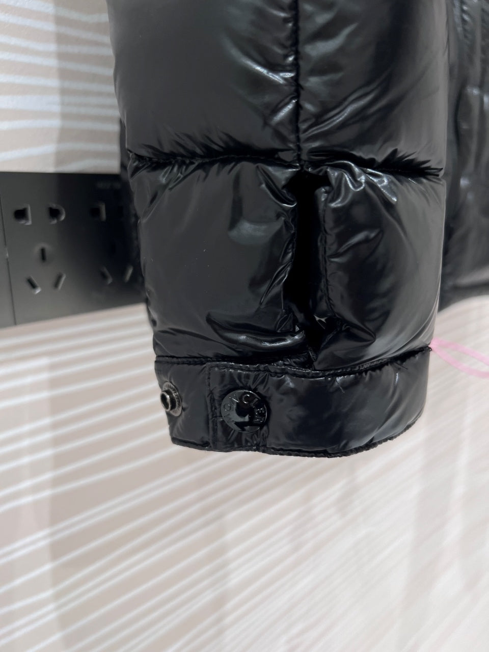 Moncler Black Glossy Stand-Collar Quilted Puffer Jacket