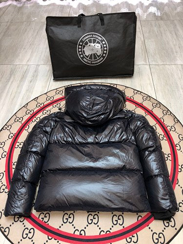 Canada Goose Black Glossy Hooded Puffer Jacket