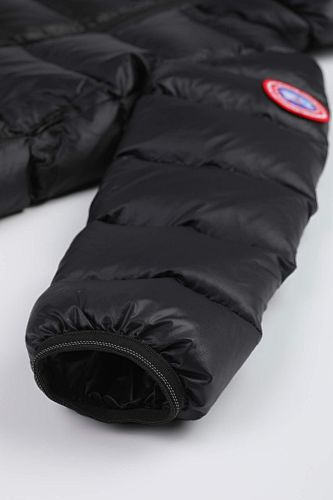 Canada Goose Black Hooded Quilted Puffer Jacket with Contrast Stripes