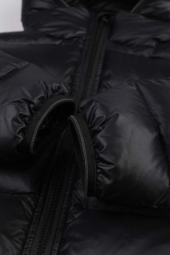 Canada Goose Black Hooded Quilted Puffer Jacket with Contrast Stripes