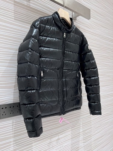 Moncler Black Glossy Stand-Collar Quilted Puffer Jacket