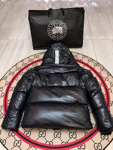 Canada Goose Black Glossy Hooded Puffer Jacket