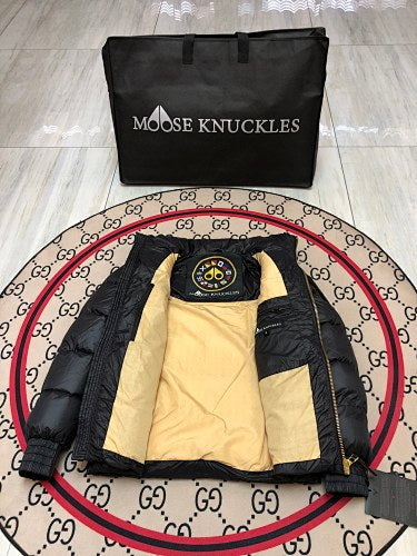 Moose Knuckles Black Stand-Collar Puffer Jacket