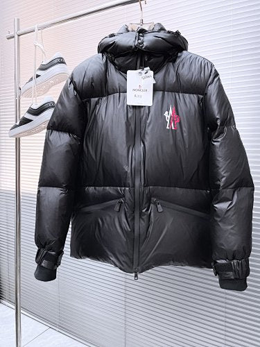 Moncler Black Hooded Logo Puffer Jacket