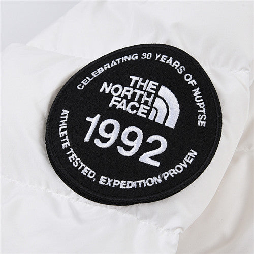 The North Face White and Gray Colorblock Puffer Jacket