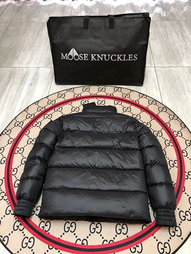 Moose Knuckles Black Stand-Collar Puffer Jacket