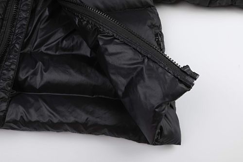 Canada Goose Black Hooded Quilted Puffer Jacket with Contrast Stripes