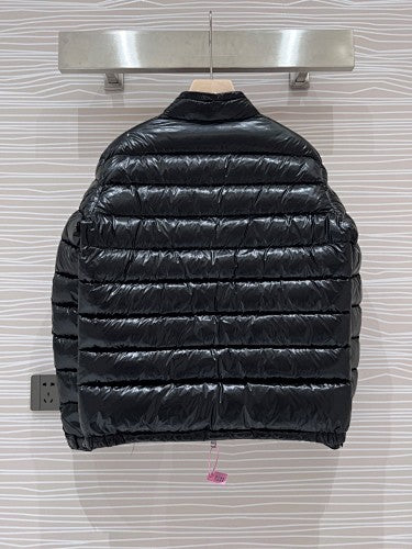 Moncler Black Glossy Stand-Collar Quilted Puffer Jacket