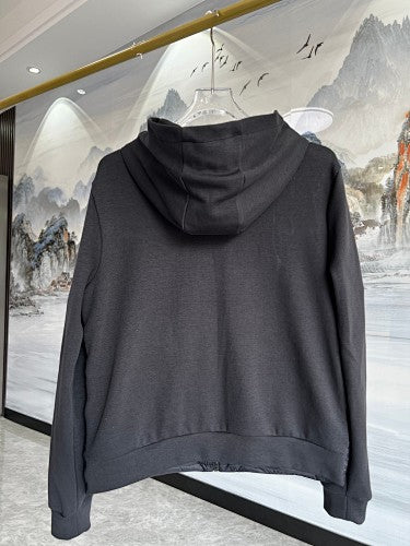 Moncler Black and White Striped Hybrid Hooded Jacket
