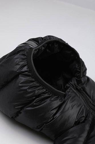 Canada Goose Black Hooded Quilted Puffer Jacket with Contrast Stripes