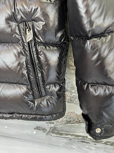 Moncler Glossy Black Hooded Puffer Jacket
