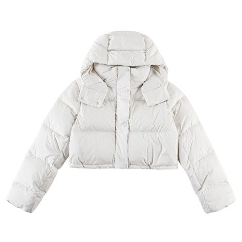 Lululemon Ivory Cropped Hooded Puffer Jacket