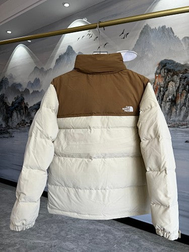 The North Face Cream and Brown Color-Block Puffer Jacket