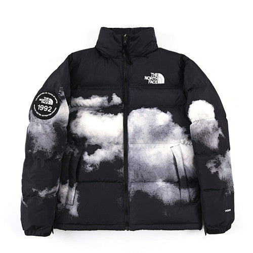 The North Face Black and White Cloud-Print Puffer Jacket