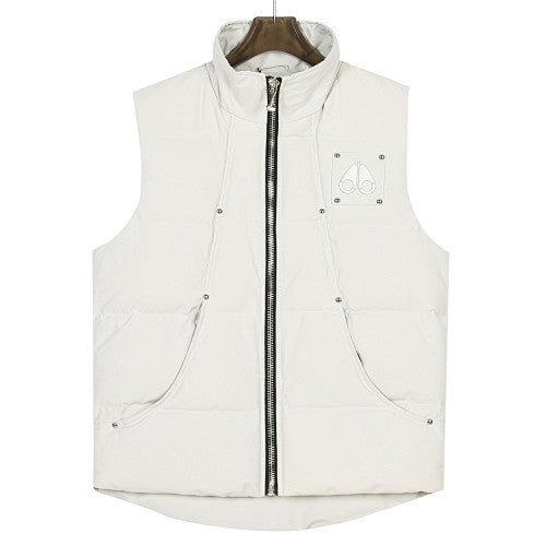 Moose Knuckles Matte White Studded Puffer Vest