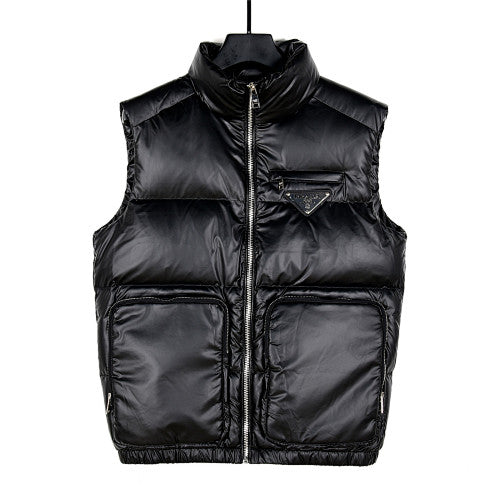 Prada Black Glossy Quilted Puffer Vest