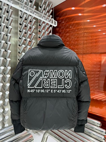 Moncler Charcoal Gray Stand-Collar Logo Puffer Jacket