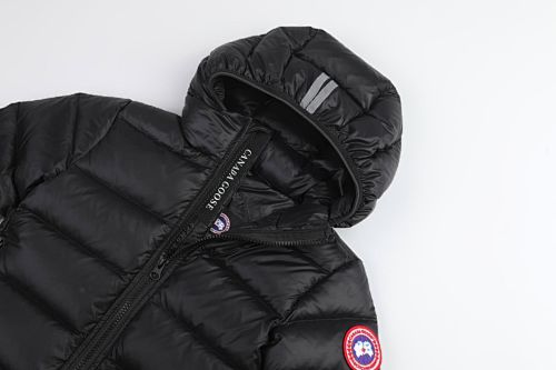 Canada Goose Black Hooded Quilted Puffer Jacket with Contrast Stripes