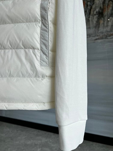 Moncler White Hooded Hybrid Quilted Jacket