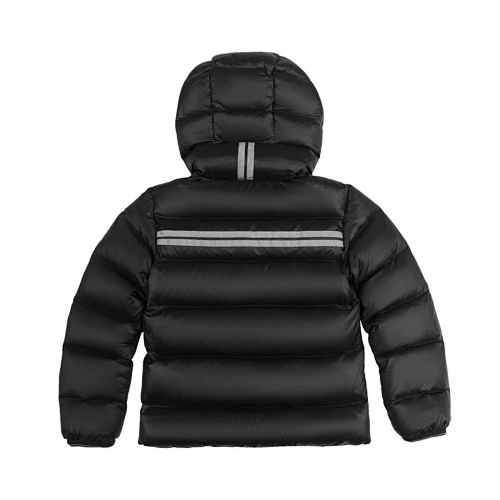 Canada Goose Black Hooded Quilted Puffer Jacket with Contrast Stripes