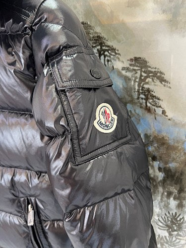 Moncler Glossy Black Hooded Puffer Jacket