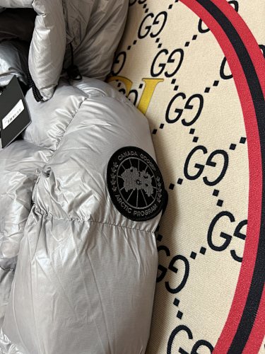 Canada Goose Silver Gray Glossy Hooded Puffer Jacket