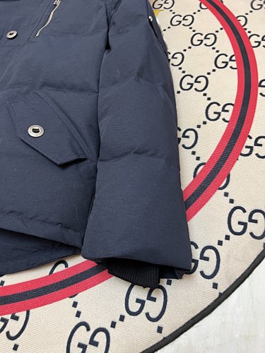 Moose Knuckles Navy Blue Hooded Puffer Jacket