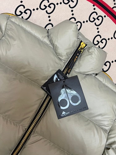 Moose Knuckles Sage Green Stand-Collar Quilted Puffer Jacket