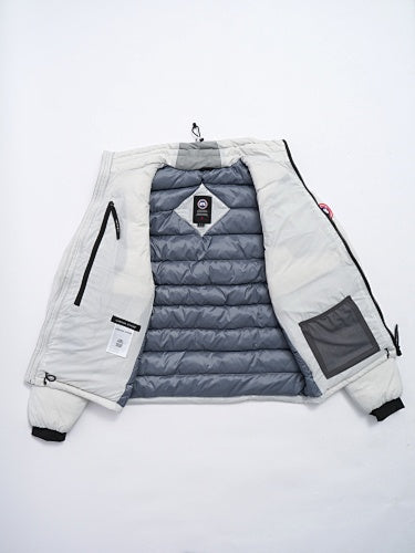 Canada Goose White Stand-Collar Puffer Jacket with Zip Chest Pocket