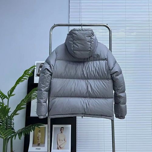 The North Face Gray Hooded Quilted Puffer Jacket