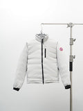 Canada Goose White Stand-Collar Puffer Jacket with Zip Chest Pocket