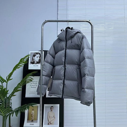 The North Face Gray Hooded Quilted Puffer Jacket
