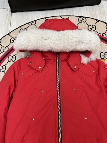 Moose Knuckles Red Hooded Bomber Jacket