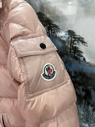 Moncler Glossy Blush Pink Hooded Puffer Jacket