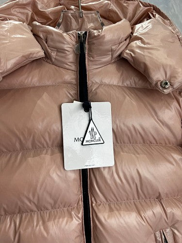 Moncler Glossy Blush Pink Hooded Puffer Jacket