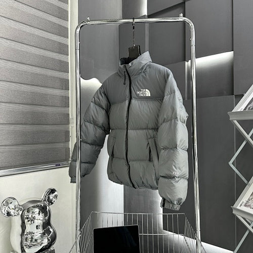 The North Face Gray Stand-Collar Puffer Jacket