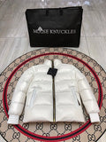 Moose Knuckles White Stand-Collar Puffer Jacket