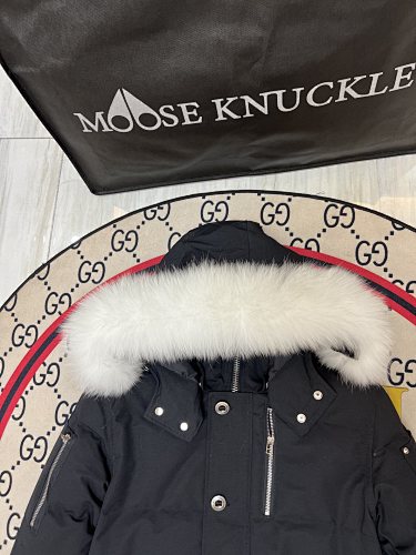 Moose Knuckles Black Hooded Puffer Jacket