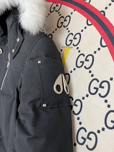 Moose Knuckles Black Hooded Puffer Jacket