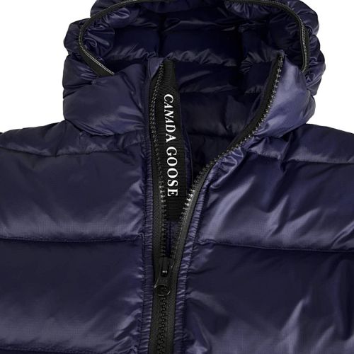 Canada Goose Navy Blue Hooded Quilted Puffer Jacket with Contrast Stripes