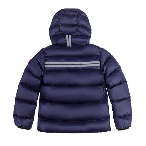 Canada Goose Navy Blue Hooded Quilted Puffer Jacket with Contrast Stripes