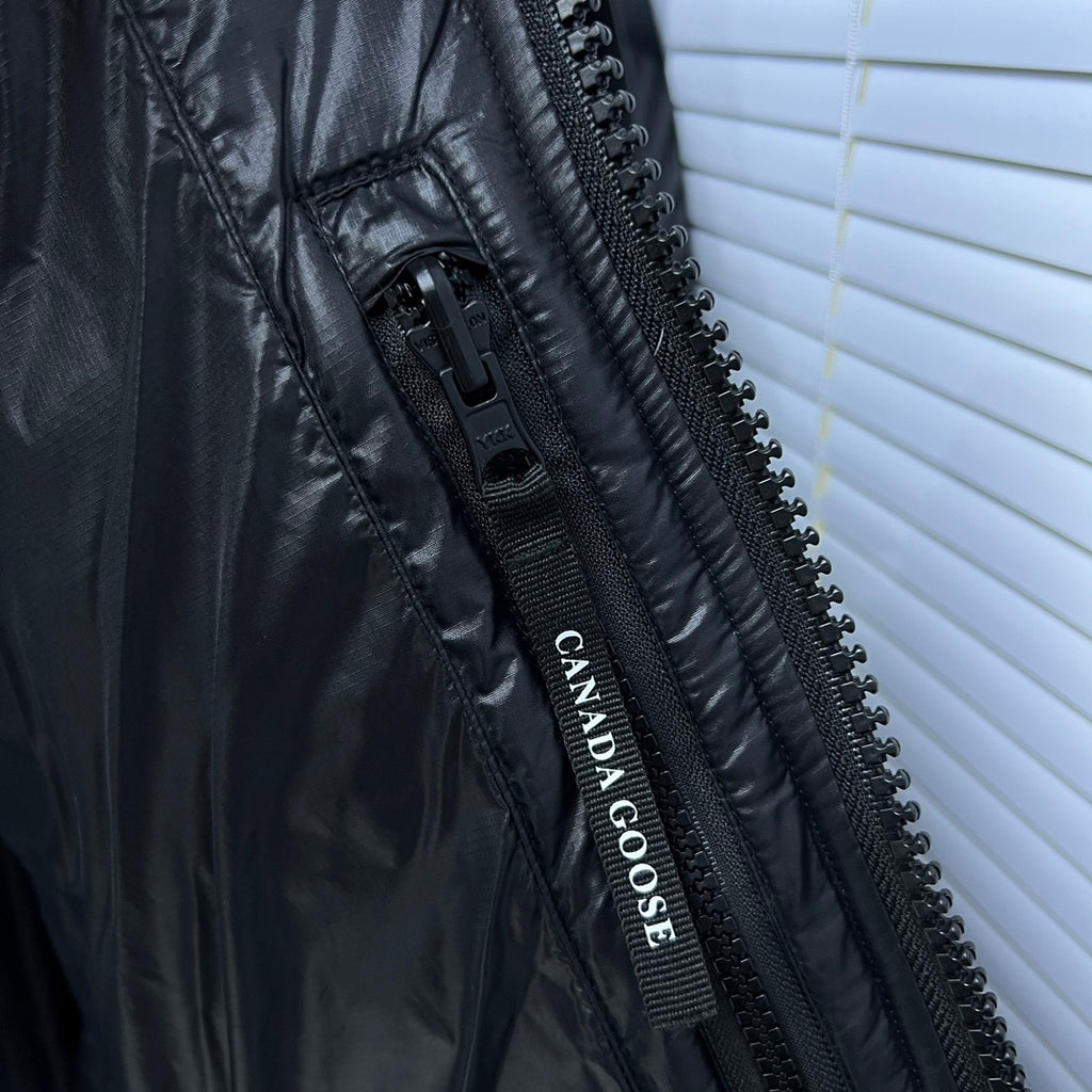 Canada Goose Black Hooded Quilted Puffer Jacket with Logo Patch