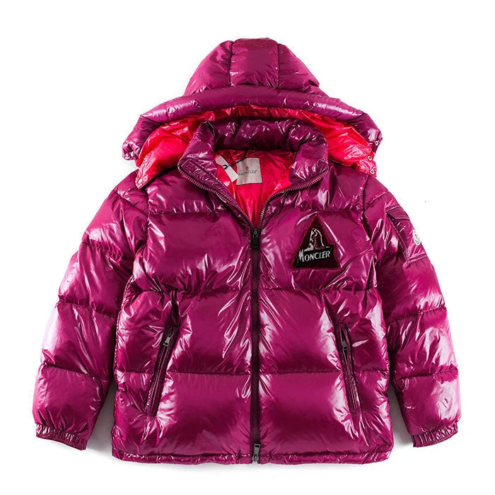 Moncler Magenta Pink Glossy Hooded Puffer Jacket