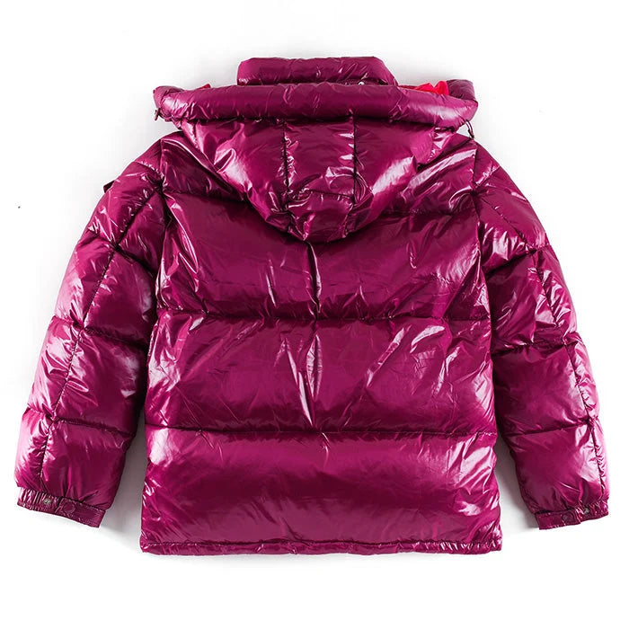 Moncler Magenta Pink Glossy Hooded Puffer Jacket
