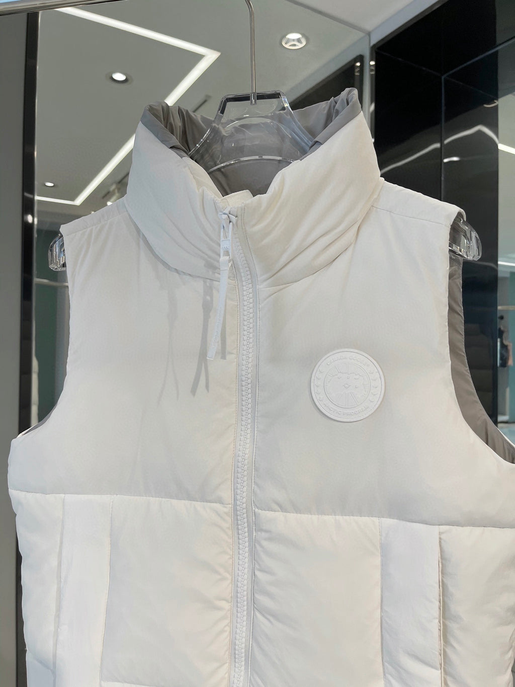 Canada Goose White Quilted Puffer Vest with Tonal Logo Patch