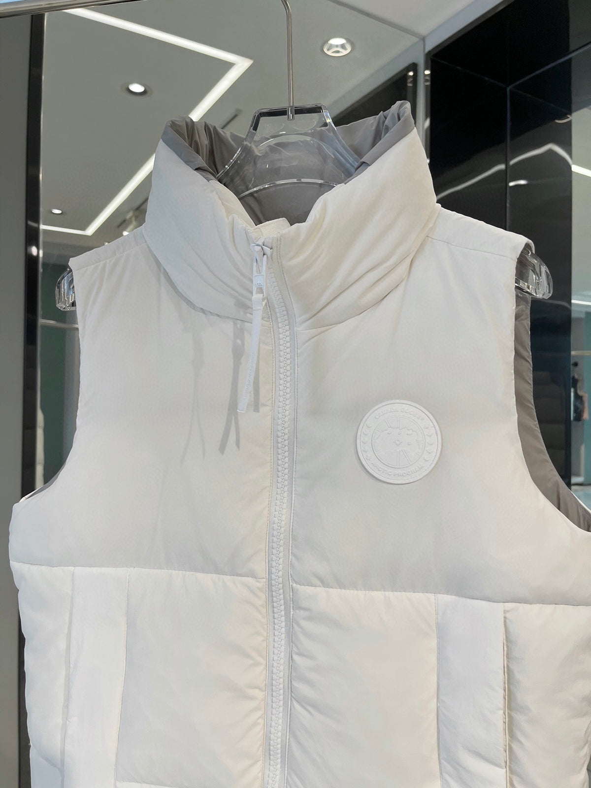 Canada Goose White Quilted Puffer Vest with Tonal Logo Patch