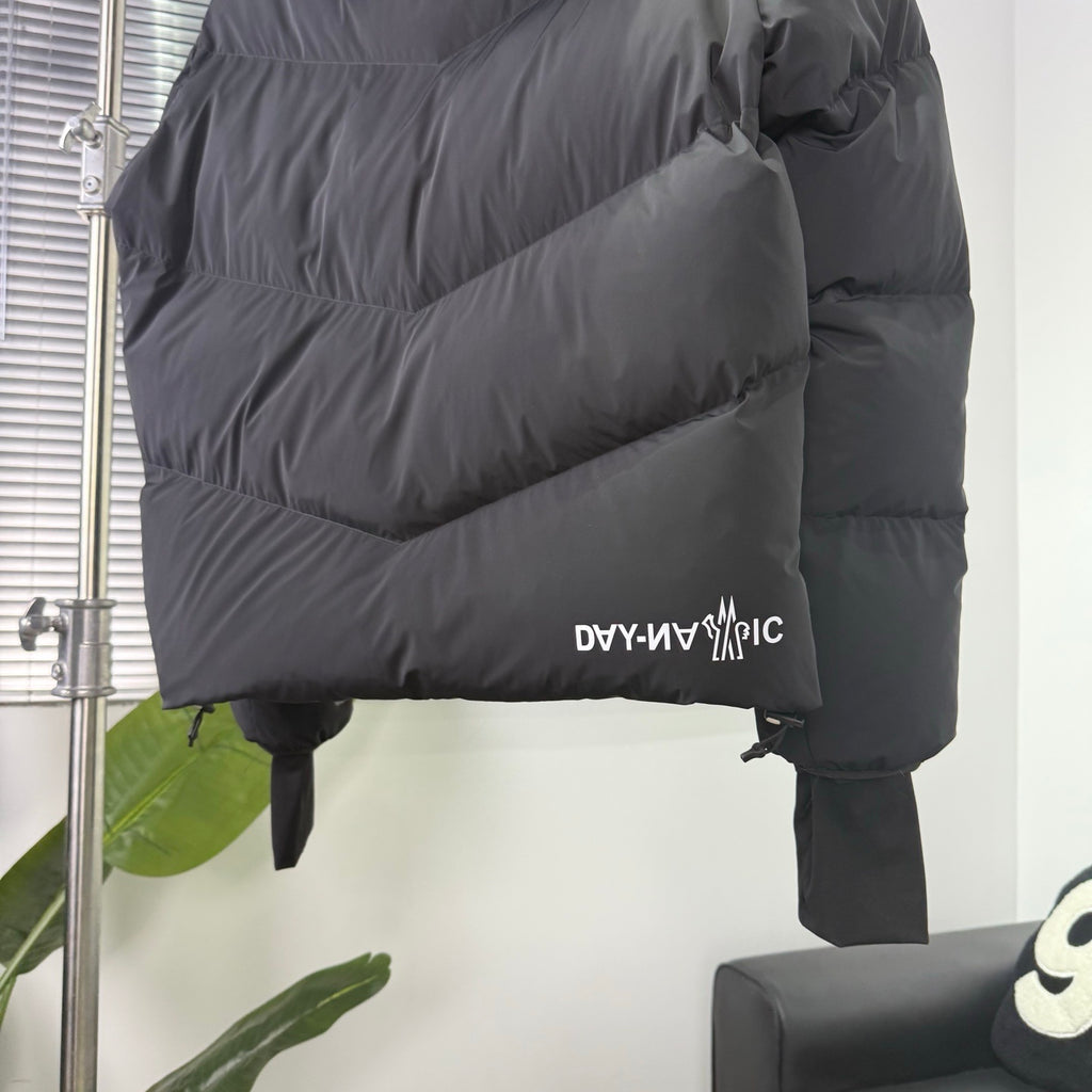 Moncler Black Hooded Chevron-Quilt Puffer Jacket