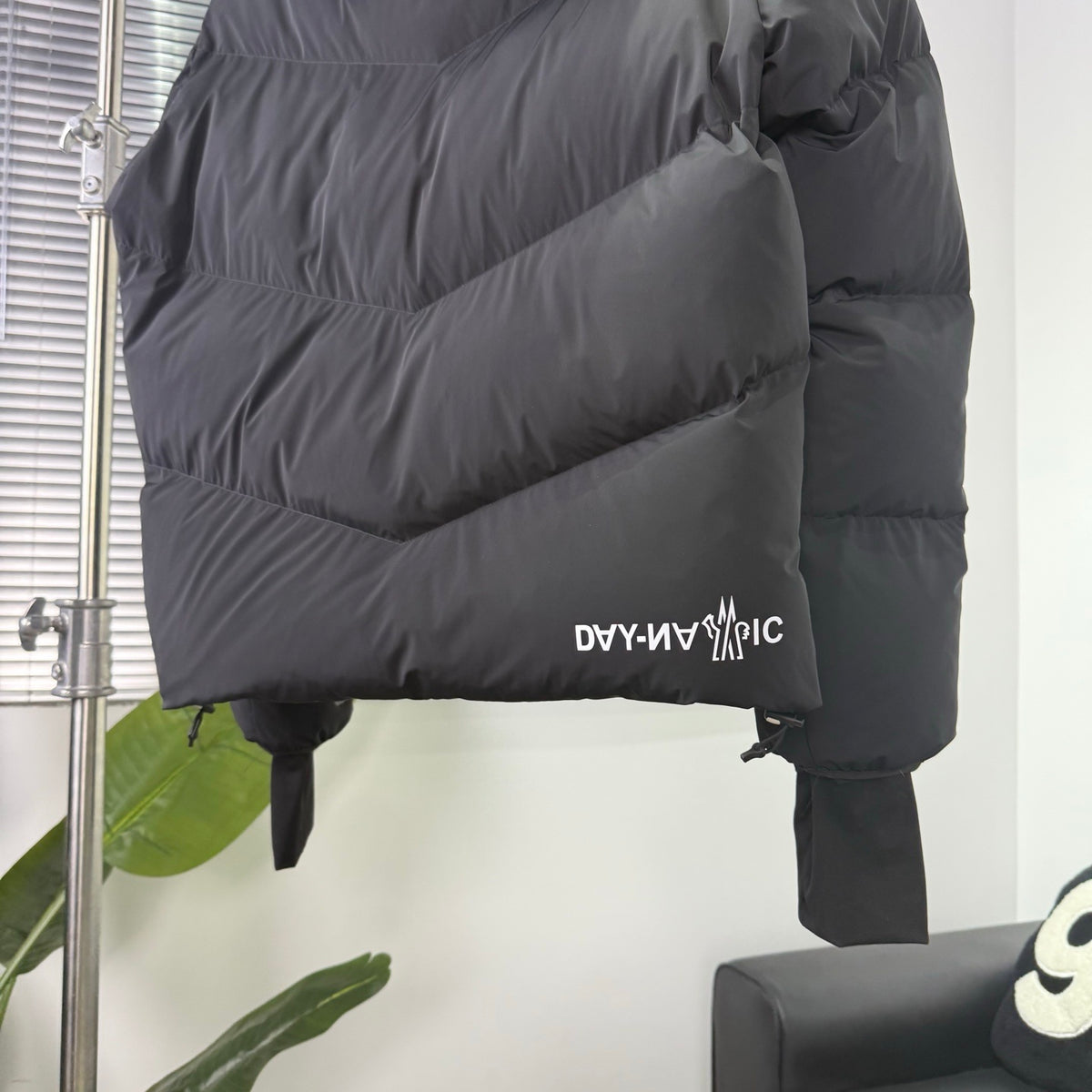 Moncler Black Hooded Chevron-Quilt Puffer Jacket